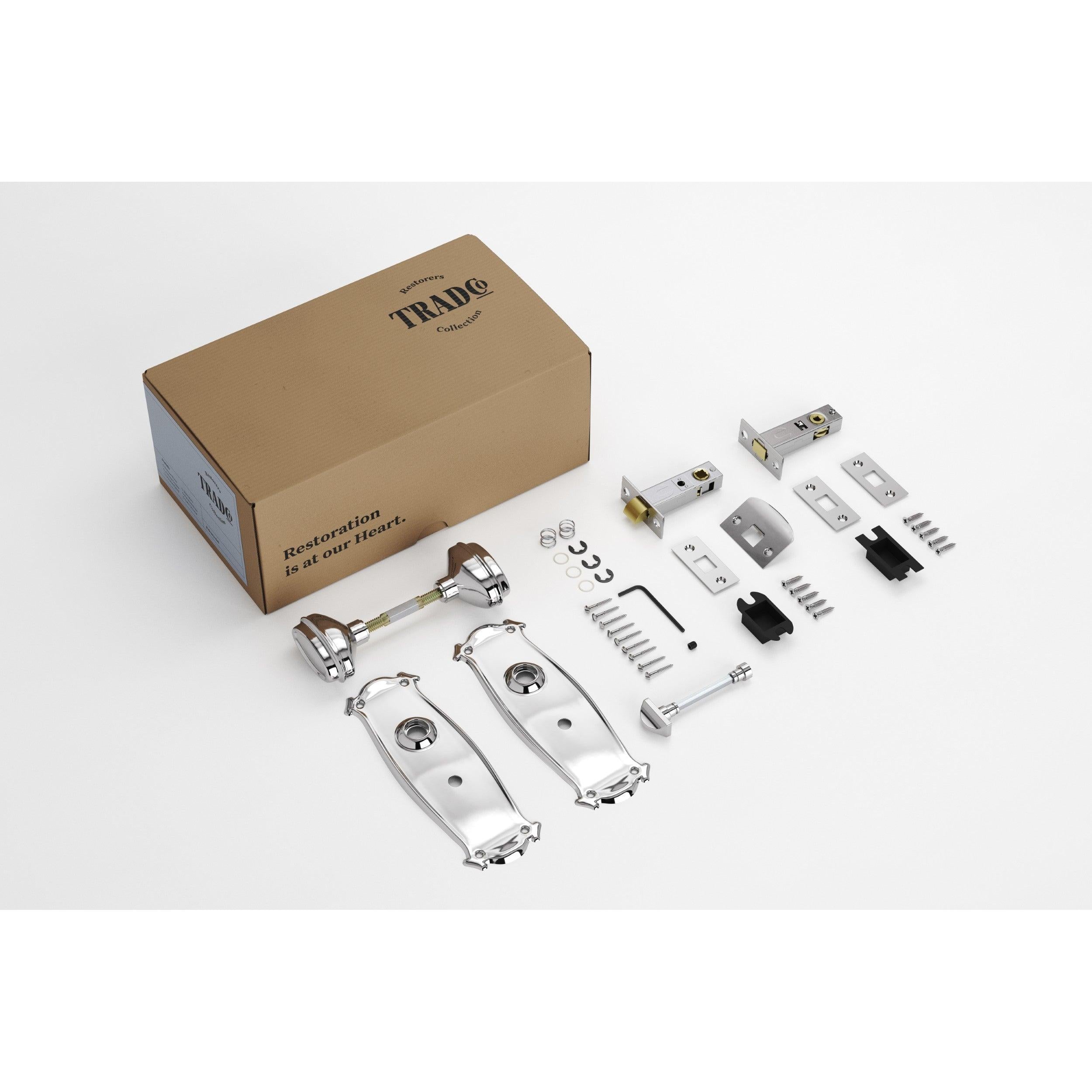 Tradco Door Knob Bungalow Chrome Plated Privacy Set