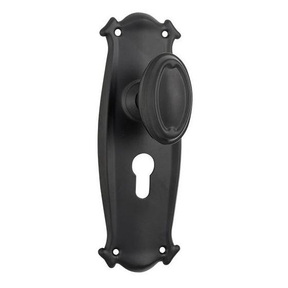 Tradco Door Knob Bungalow Euro Pair Matt Black