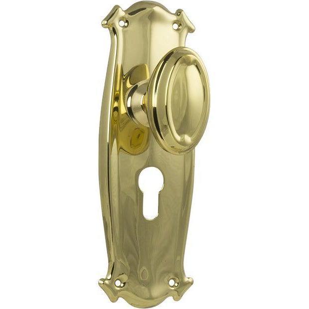 Tradco Door Knob Bungalow Euro Pair Polished Brass