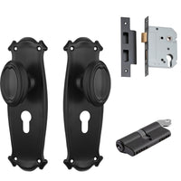 Tradco Door Knob Bungalow Matt Black Key/Key Entrance Set