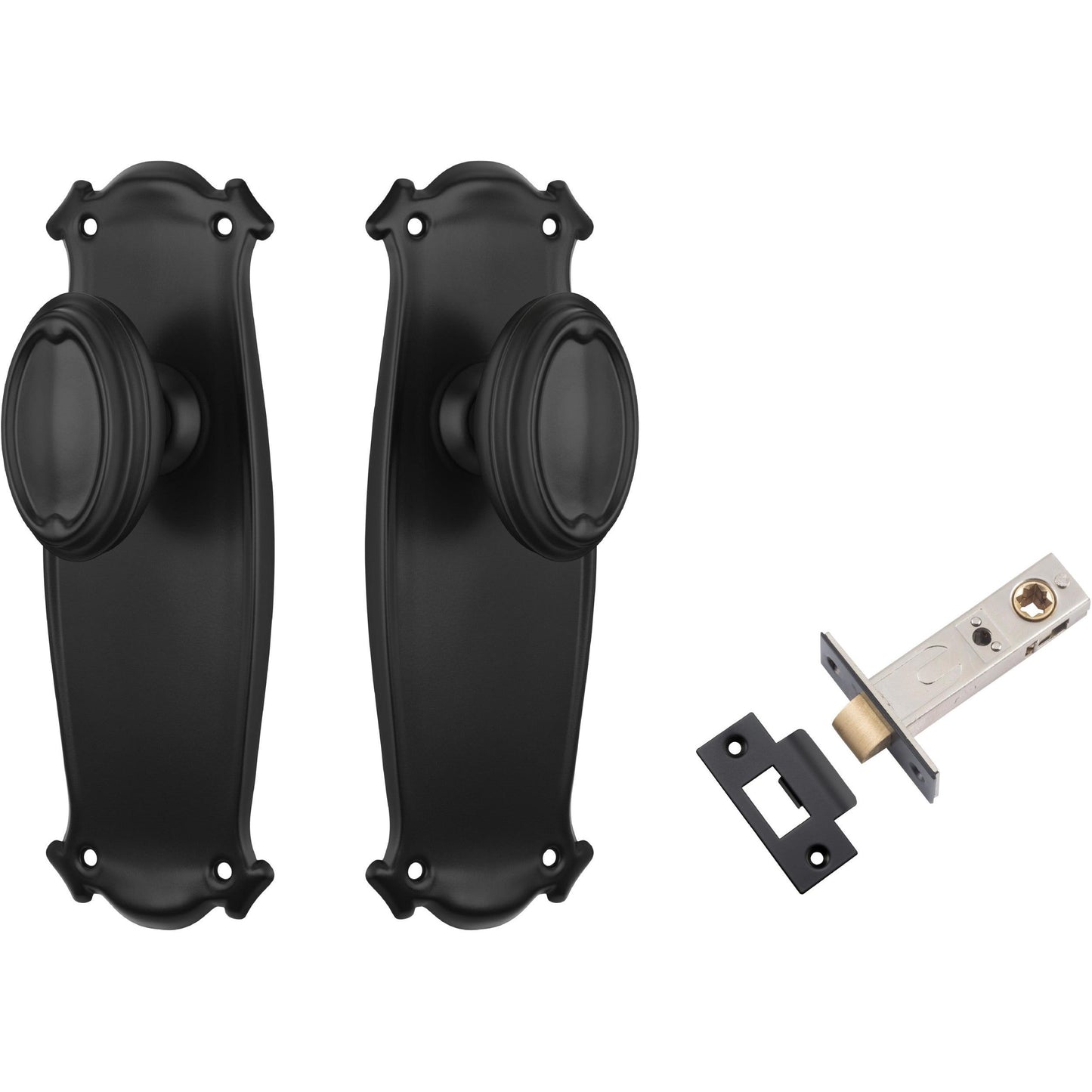Tradco Door Knob Bungalow Matt Black Passage Set