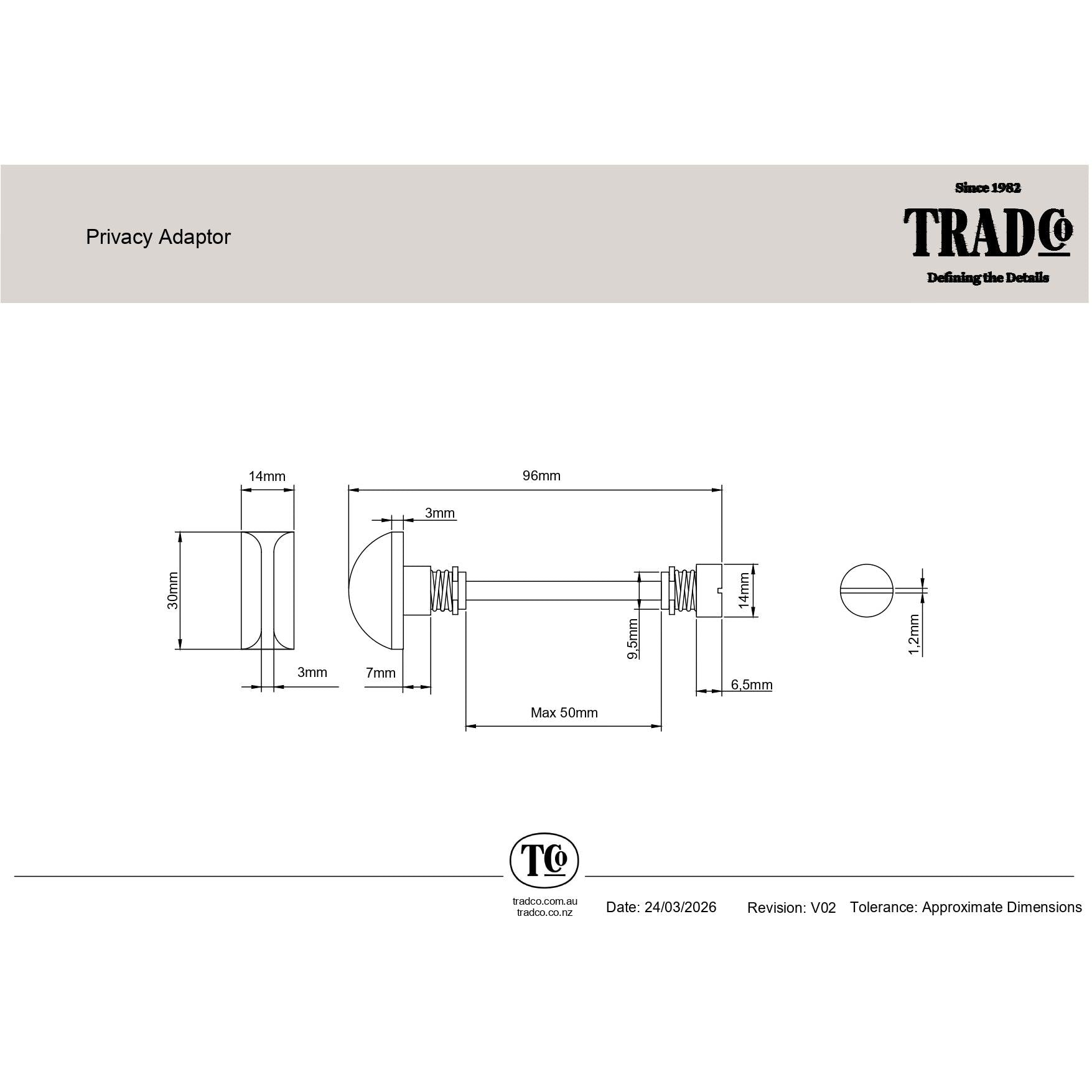 Tradco Door Knob Bungalow Matt Black Privacy Set