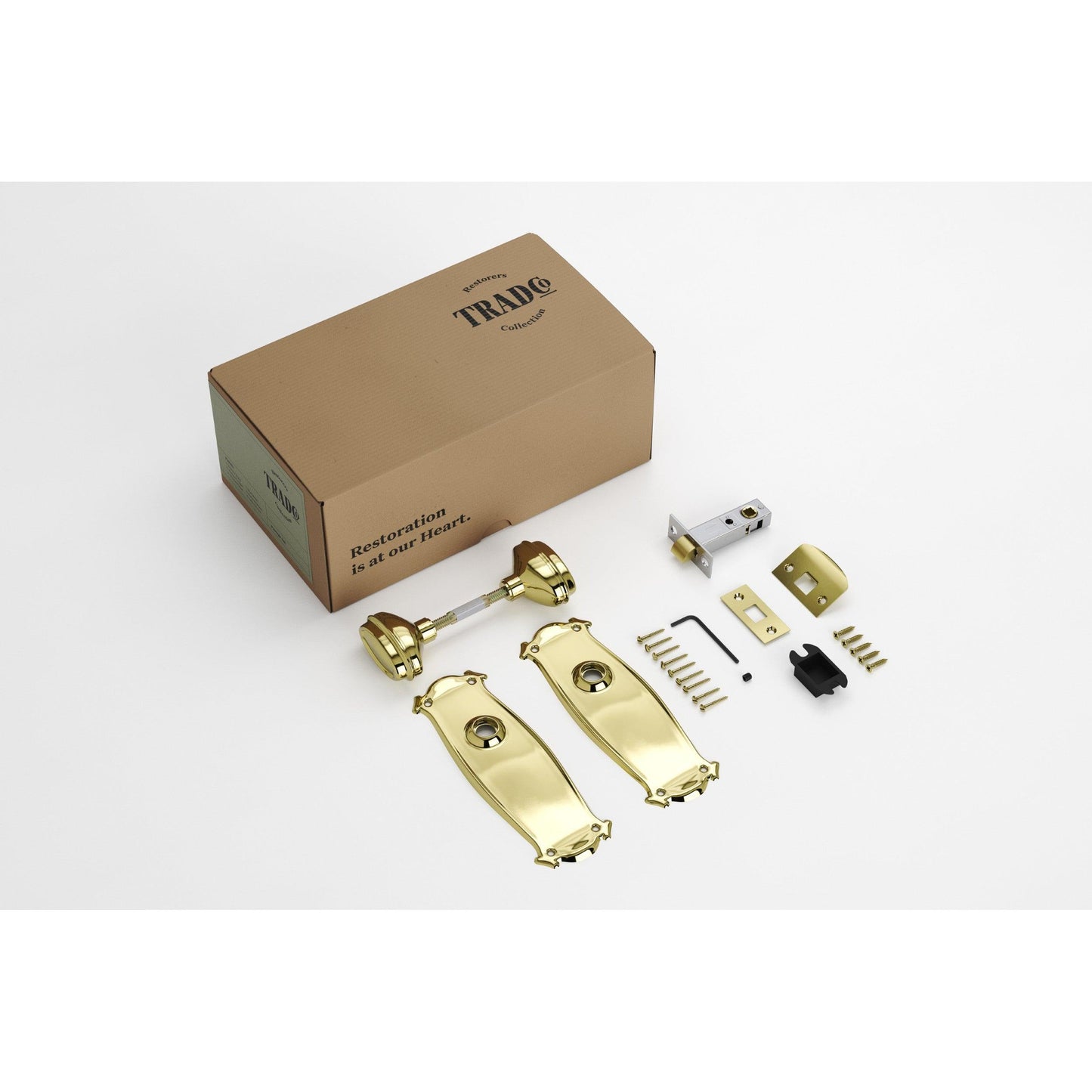 Tradco Door Knob Bungalow Polished Brass Passage Set