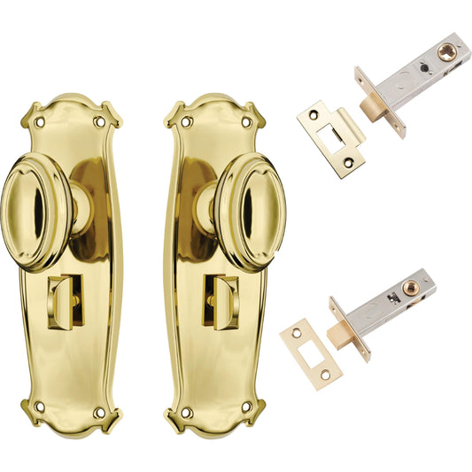 Tradco Door Knob Bungalow Polished Brass Privacy Set