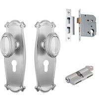 Tradco Door Knob Bungalow Satin Chrome Key/Key Entrance Set