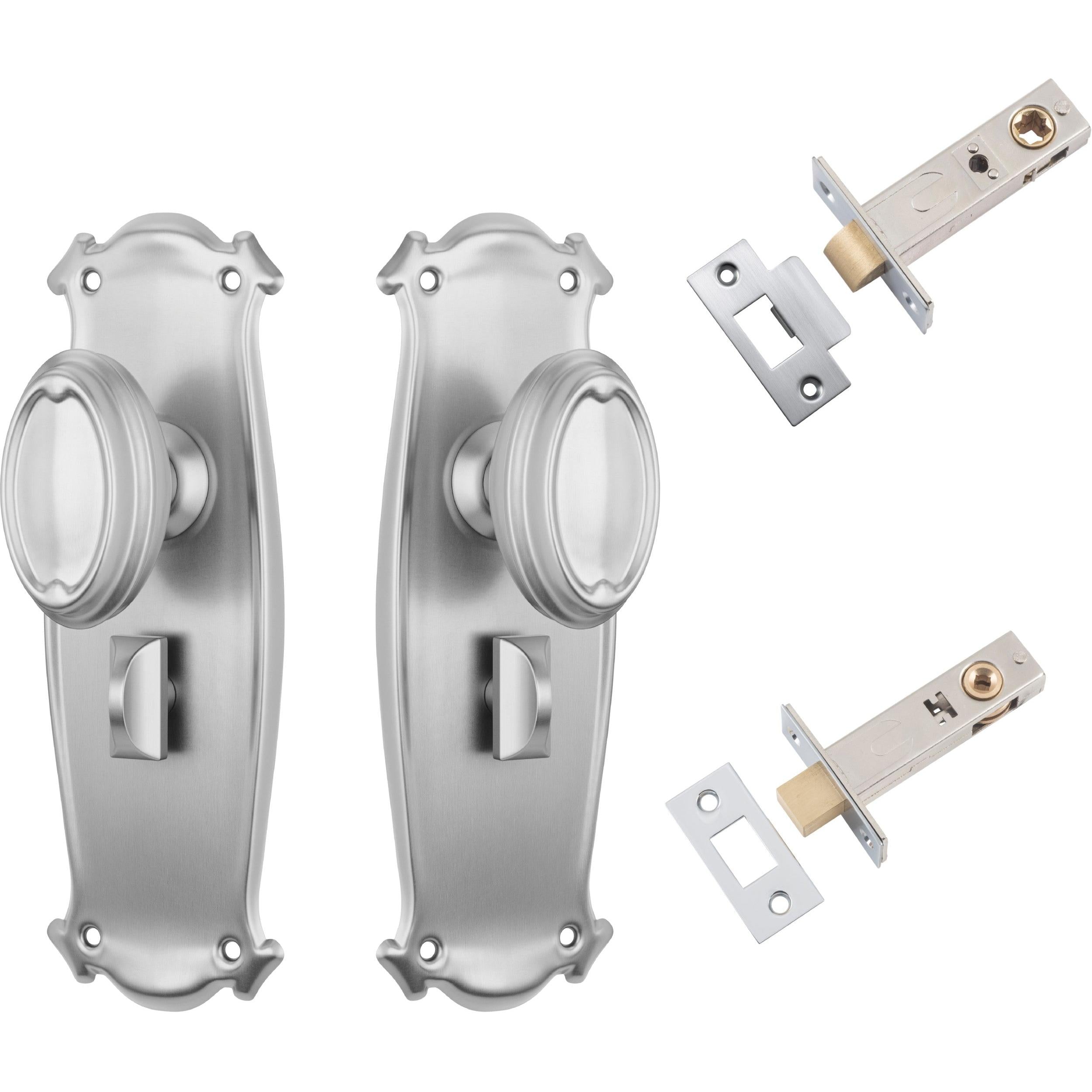Tradco Door Knob Bungalow Satin Chrome Privacy Set