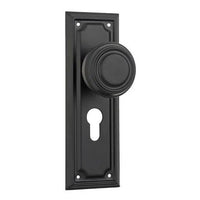Tradco Door Knob Edwardian Euro Pair Matt Black