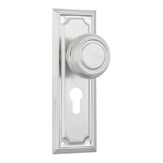 Tradco Door Knob Edwardian Euro Pair Satin Chrome