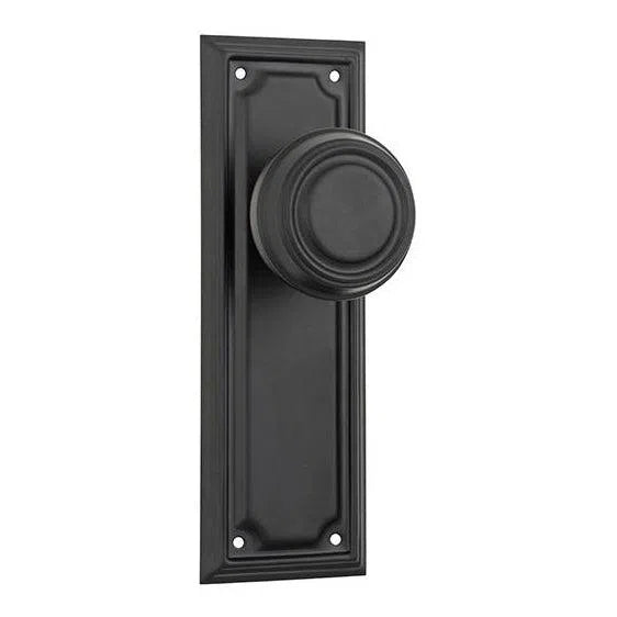 Tradco Door Knob Edwardian Latch Pair Matt Black