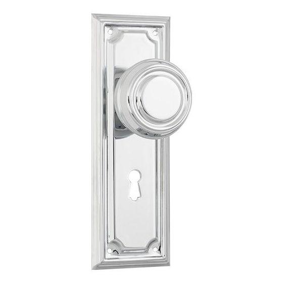 Tradco Door Knob Edwardian Lock Pair Chrome Plated