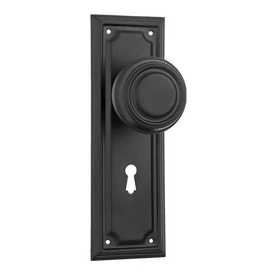 Tradco Door Knob Edwardian Lock Pair Matt Black