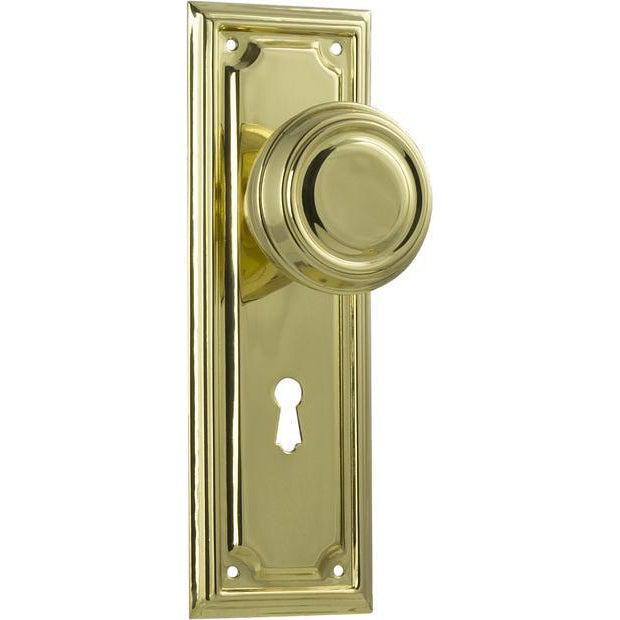Tradco Door Knob Edwardian Lock Pair Polished Brass
