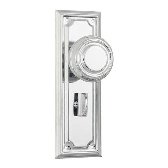 Tradco Door Knob Edwardian Privacy Pair Chrome Plated