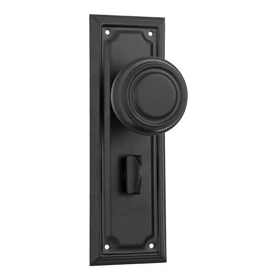 Tradco Door Knob Edwardian Privacy Pair Matt Black