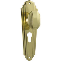 Tradco Door Knob Elwood Art Deco Euro Pair Polished Brass