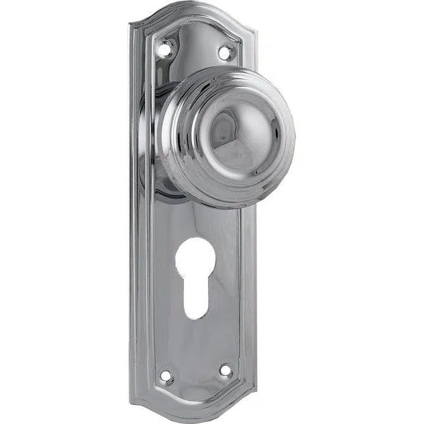 Tradco Door Knob Kensington Euro Pair Chrome Plated