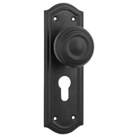 Tradco Door Knob Kensington Euro Pair Matt Black