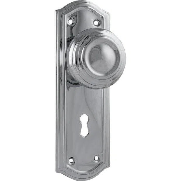 Tradco Door Knob Kensington Lock Pair Chrome Plated