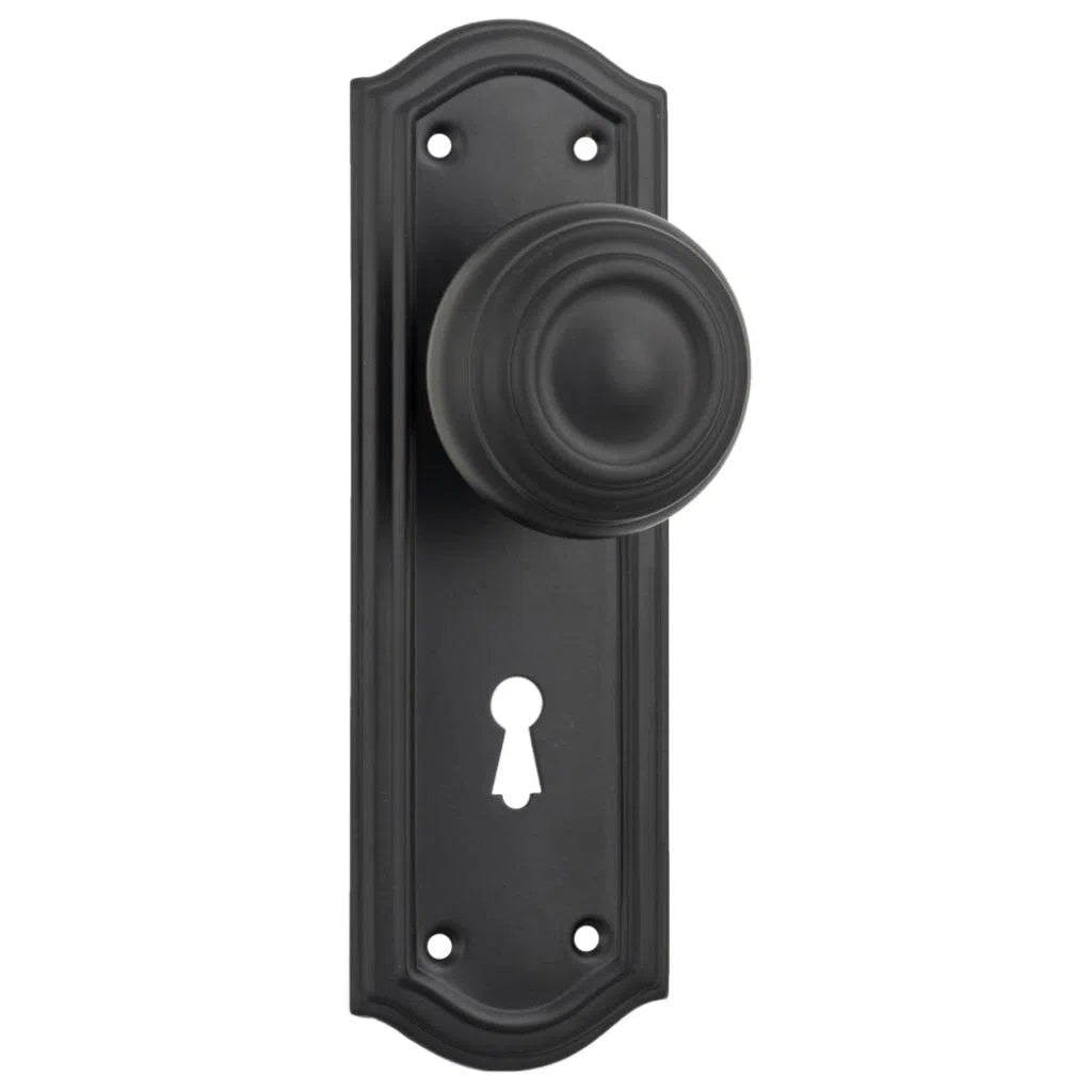 Tradco Door Knob Kensington Lock Pair Matt Black