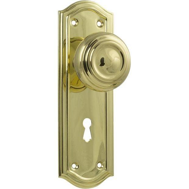 Tradco Door Knob Kensington Lock Pair Polished Brass