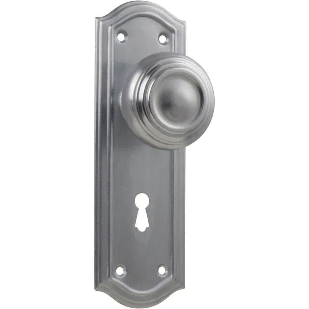 Tradco Door Knob Kensington Lock Pair Satin Chrome