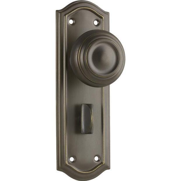 Tradco Door Knob Kensington Privacy Pair Antique Brass