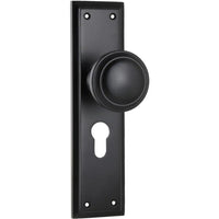 Tradco Door Knob Milton Euro Pair Matt Black
