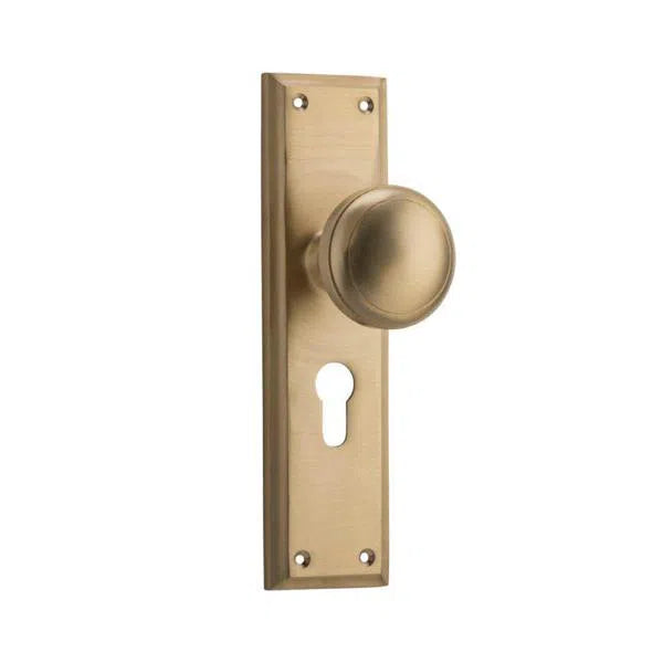 Tradco Door Knob Milton Euro Pair Satin Brass