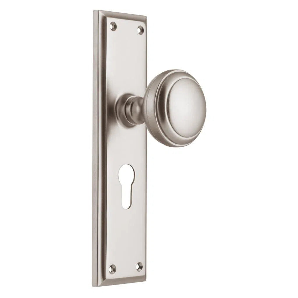 Tradco Door Knob Milton Euro Pair Satin Nickel