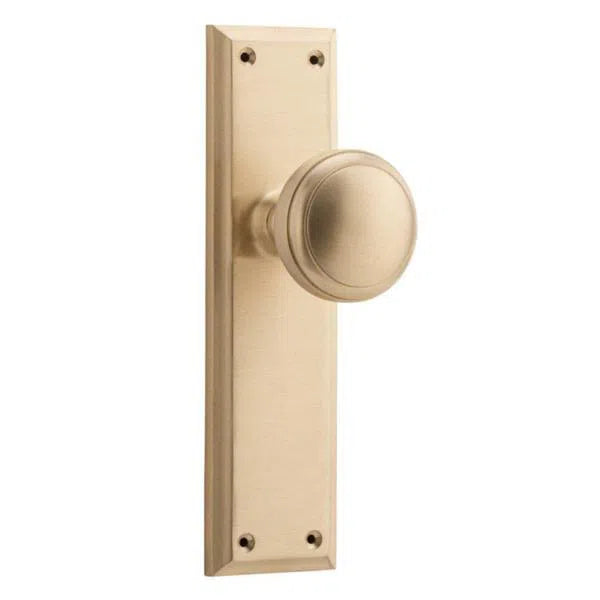 Tradco Door Knob Milton Latch Pair Satin Brass