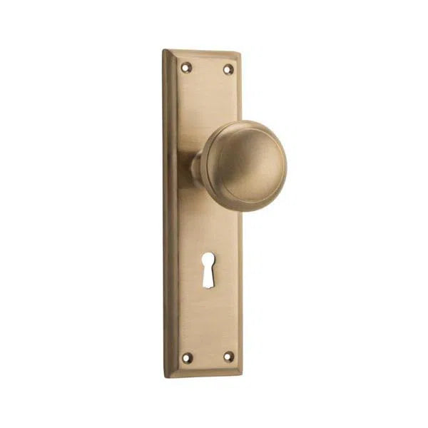 Tradco Door Knob Milton Lock Pair Satin Brass