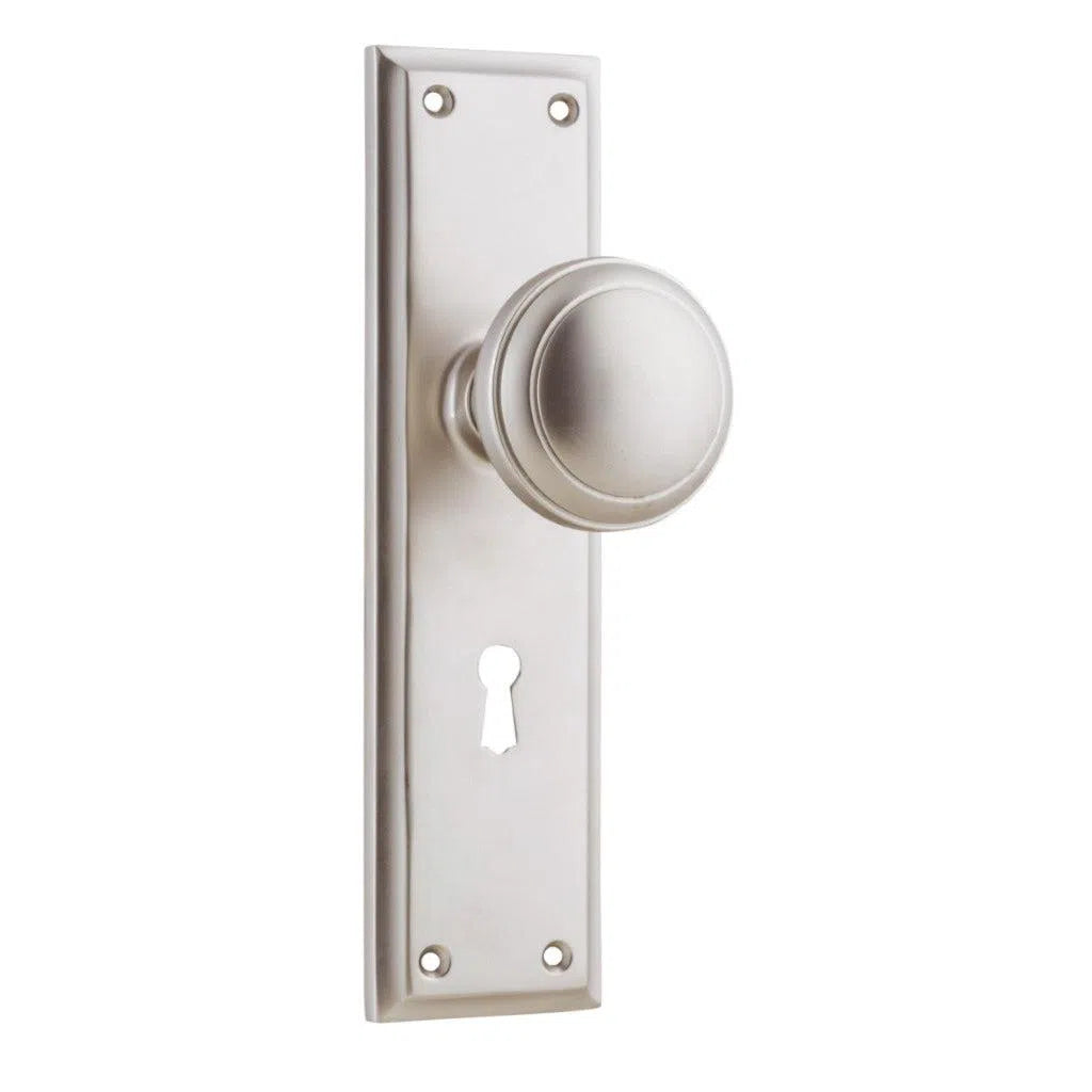 Tradco Door Knob Milton Lock Pair Satin Nickel