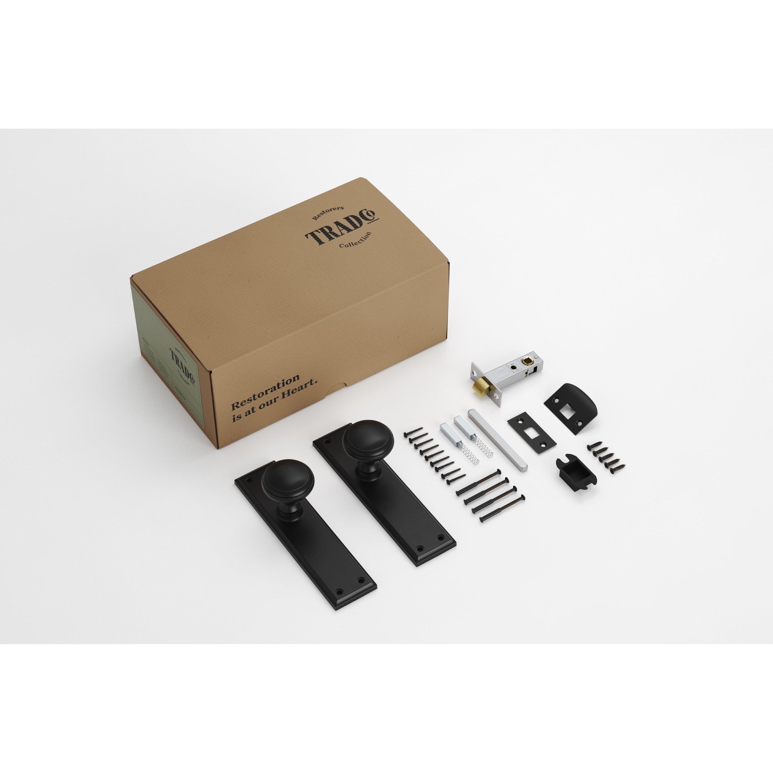 Tradco Door Knob Milton Matt Black Passage Set