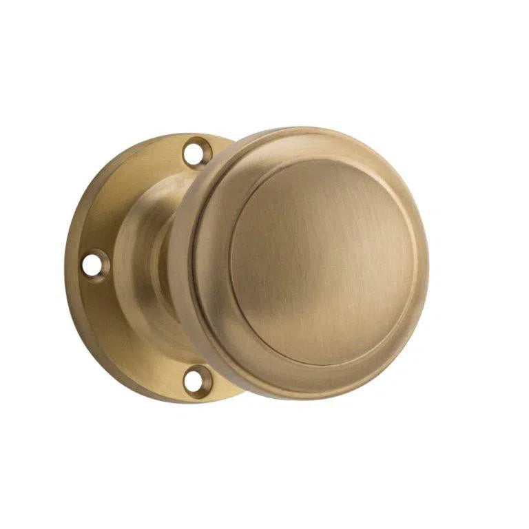 Tradco Door Knob Milton Round Rose Pair Satin Brass