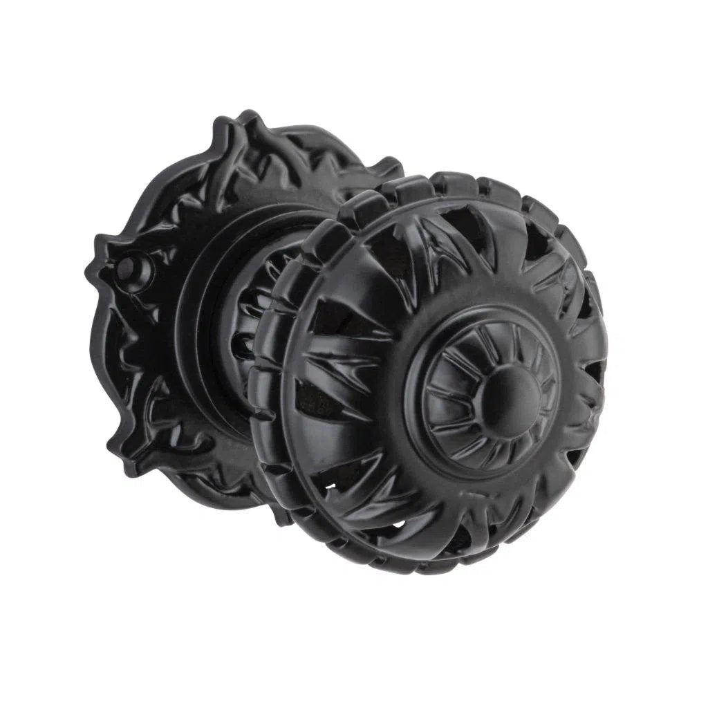 Tradco Door Knob Mortice Filigree Pair Matt Black