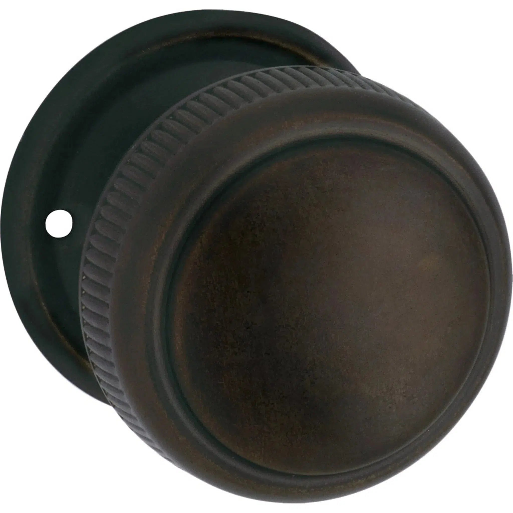 Tradco Door Knob Mortice Milled Edge Large Pair Antique Brass