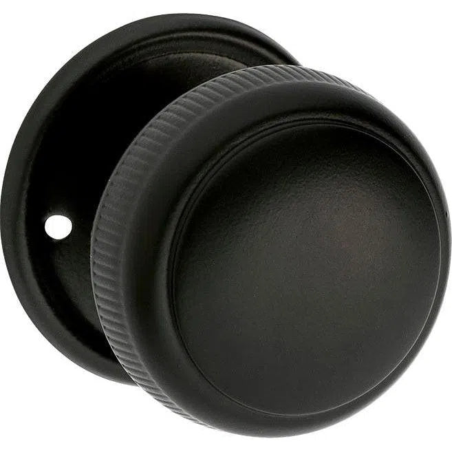 Tradco Door Knob Mortice Milled Edge Large Pair Matt Black