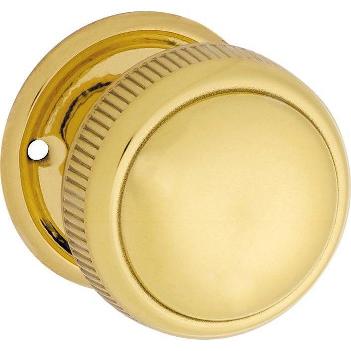 Tradco Door Knob Mortice Milled Edge Large Pair Polished Brass