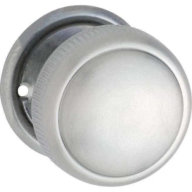 Tradco Door Knob Mortice Milled Edge Large Pair Satin Chrome