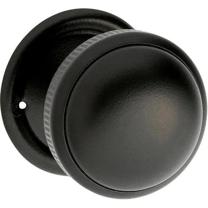 Tradco Door Knob Mortice Milled Edge Small Pair Matt Black