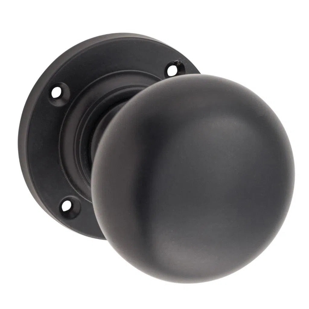 Tradco Door Knob Mortice Victorian Pair Matt Black