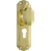 Tradco Door Knob Napier Art Deco Euro Pair Polished Brass
