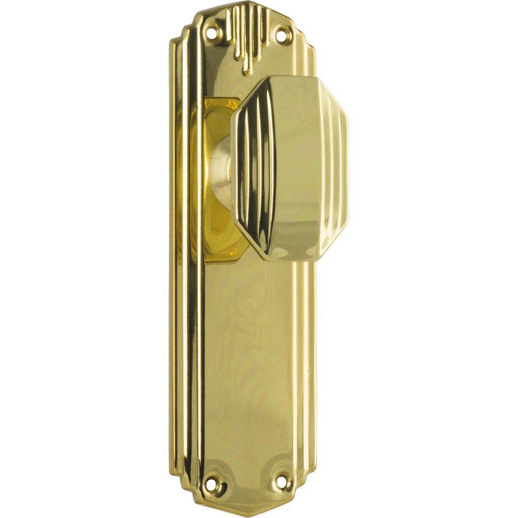 Tradco Door Knob Napier Art Deco Latch Pair Polished Brass