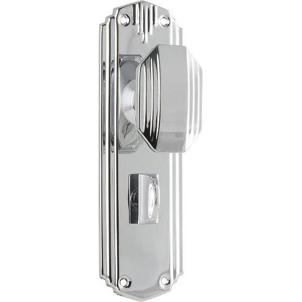 Tradco Door Knob Napier Art Deco Privacy Pair Chrome Plated