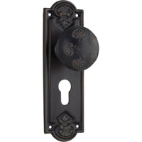 Tradco Door Knob Nouveau Euro Pair Antique Copper