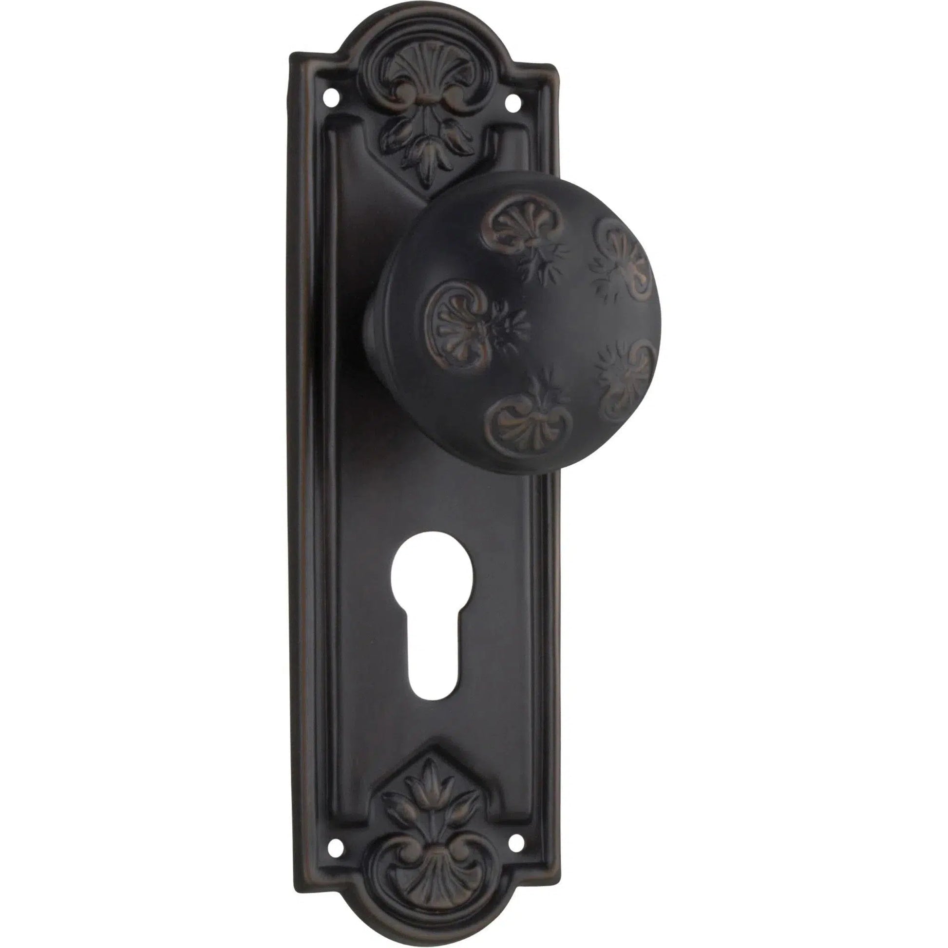 Tradco Door Knob Nouveau Euro Pair Antique Copper