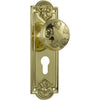 Tradco Door Knob Nouveau Euro Pair Polished Brass