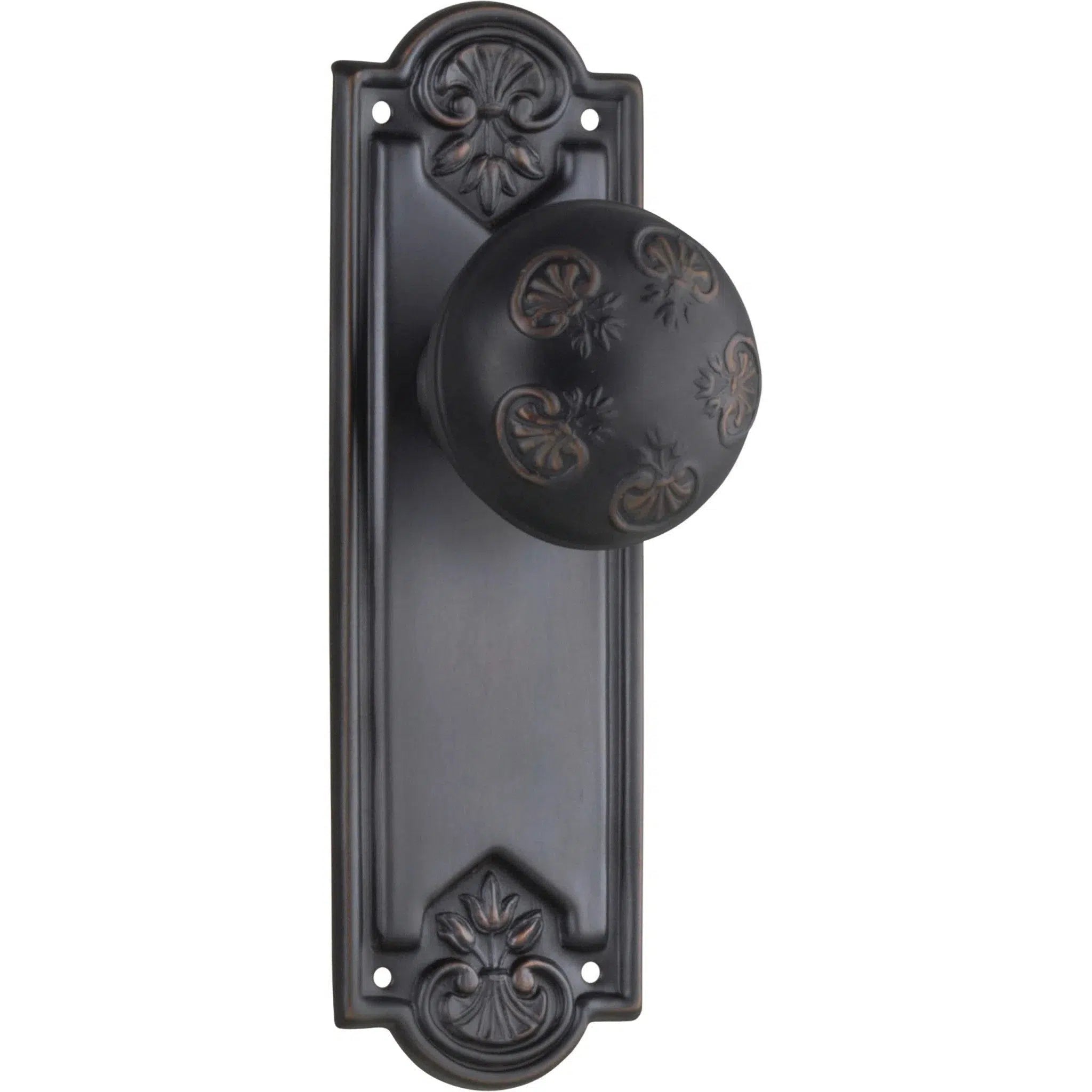 Tradco Door Knob Nouveau Latch Pair Antique Copper