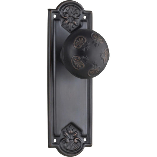 Tradco Door Knob Nouveau Latch Pair Antique Copper