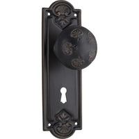 Tradco Door Knob Nouveau Lock Pair Antique Copper